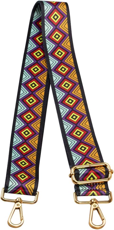 ZANQANO Crossbody Strap for Purses Replacement Adjustable Guitar Multicolor Style Handbag Straps, Rhombus Y, Medium