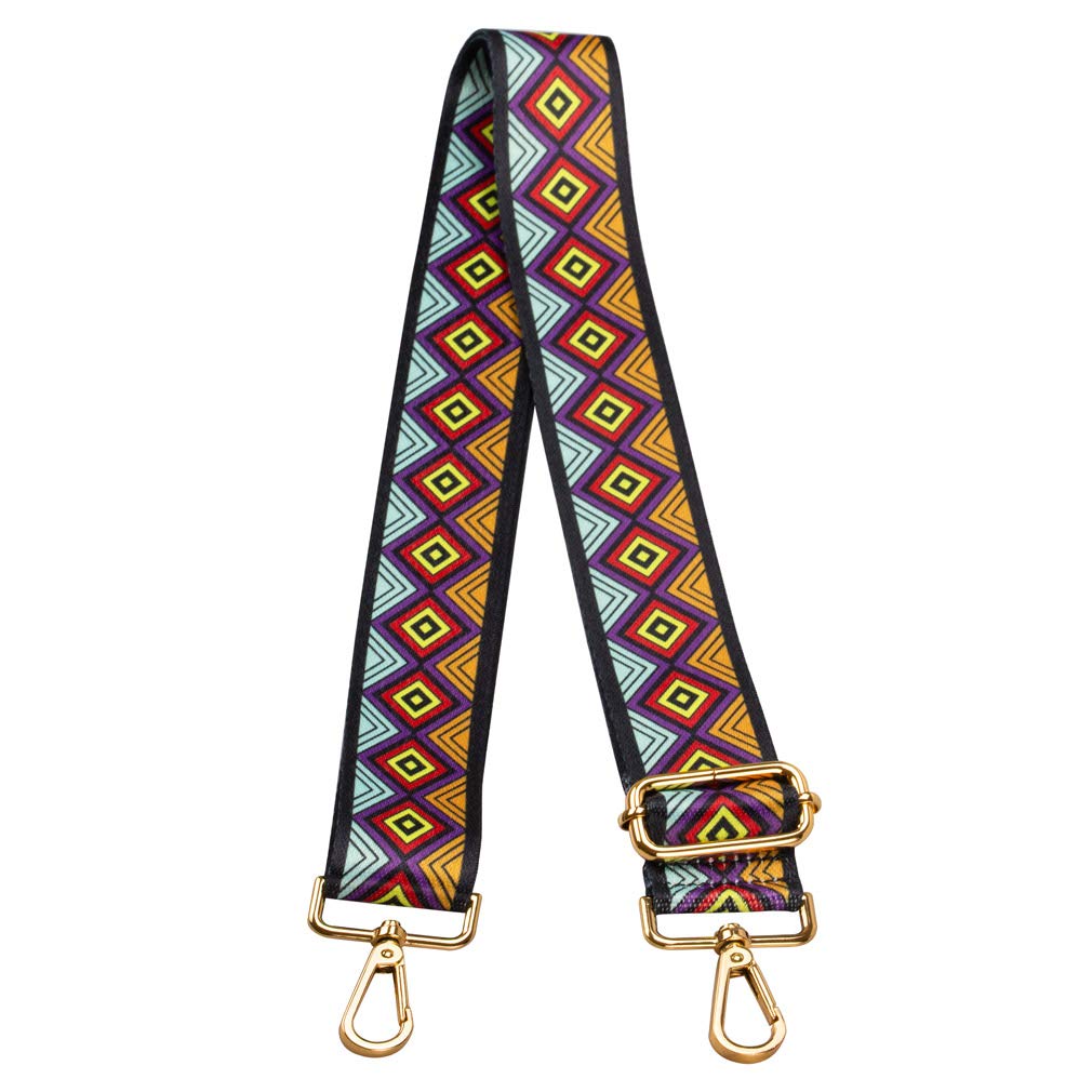ZANQANO Crossbody Strap for Purses Replacement Adjustable Guitar Multicolor Style Handbag Straps, Rhombus Y, Medium