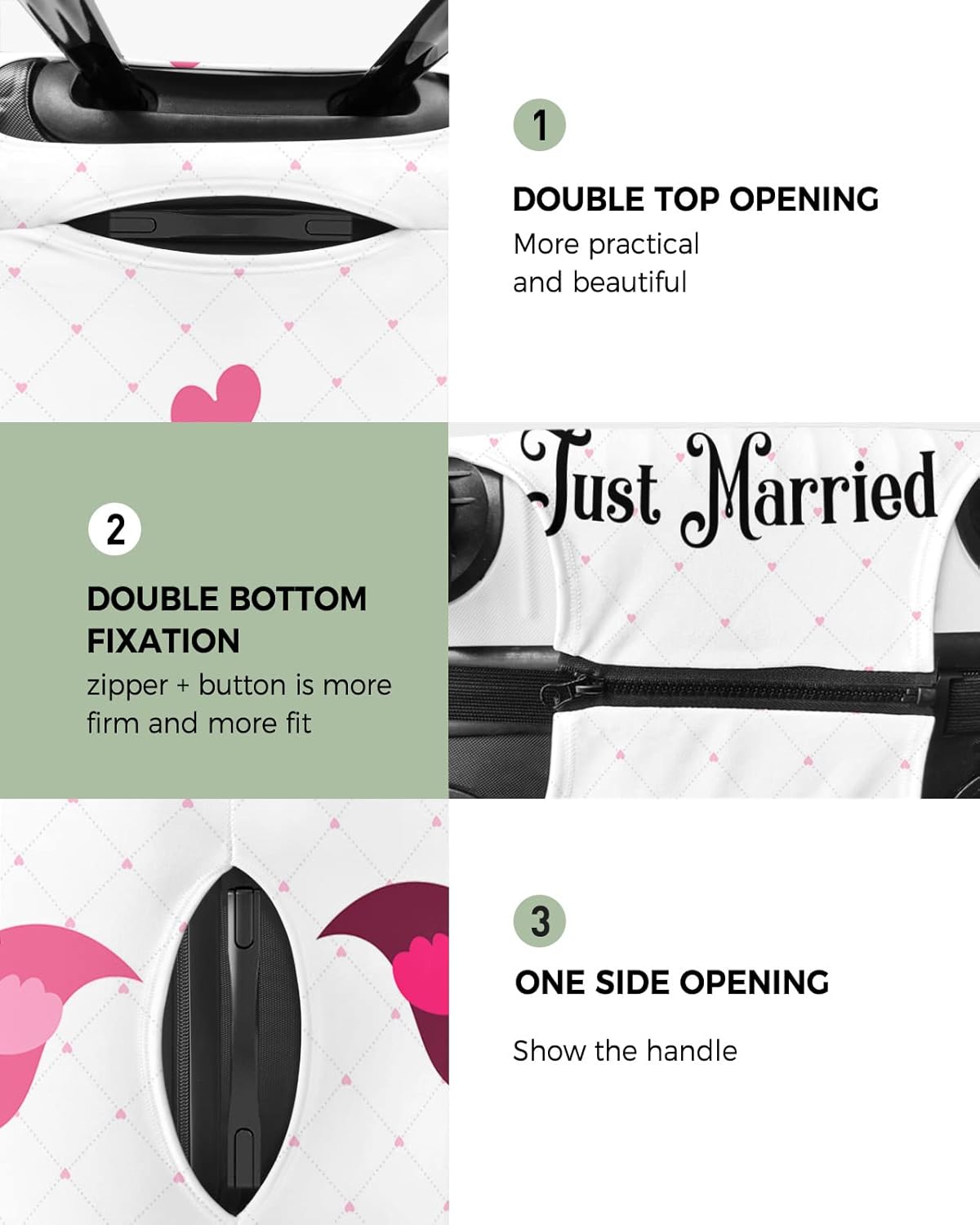 review Just Married Travel Luggage Cover Washable Suitcase Cover Scratch Proof Durable Suitcase cover Suitcase Protector M(22-25inch/57-62cm), Wedding Love Birds Pattern