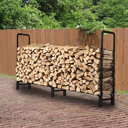 KINGSO 8ft Firewood Rack Outdoor Heavy Duty Fire Wood Rack Firewood Holder Storage Rack for Patio Deck Storage Stand for Outdoor Fireplace Tools - Thumbnail 4