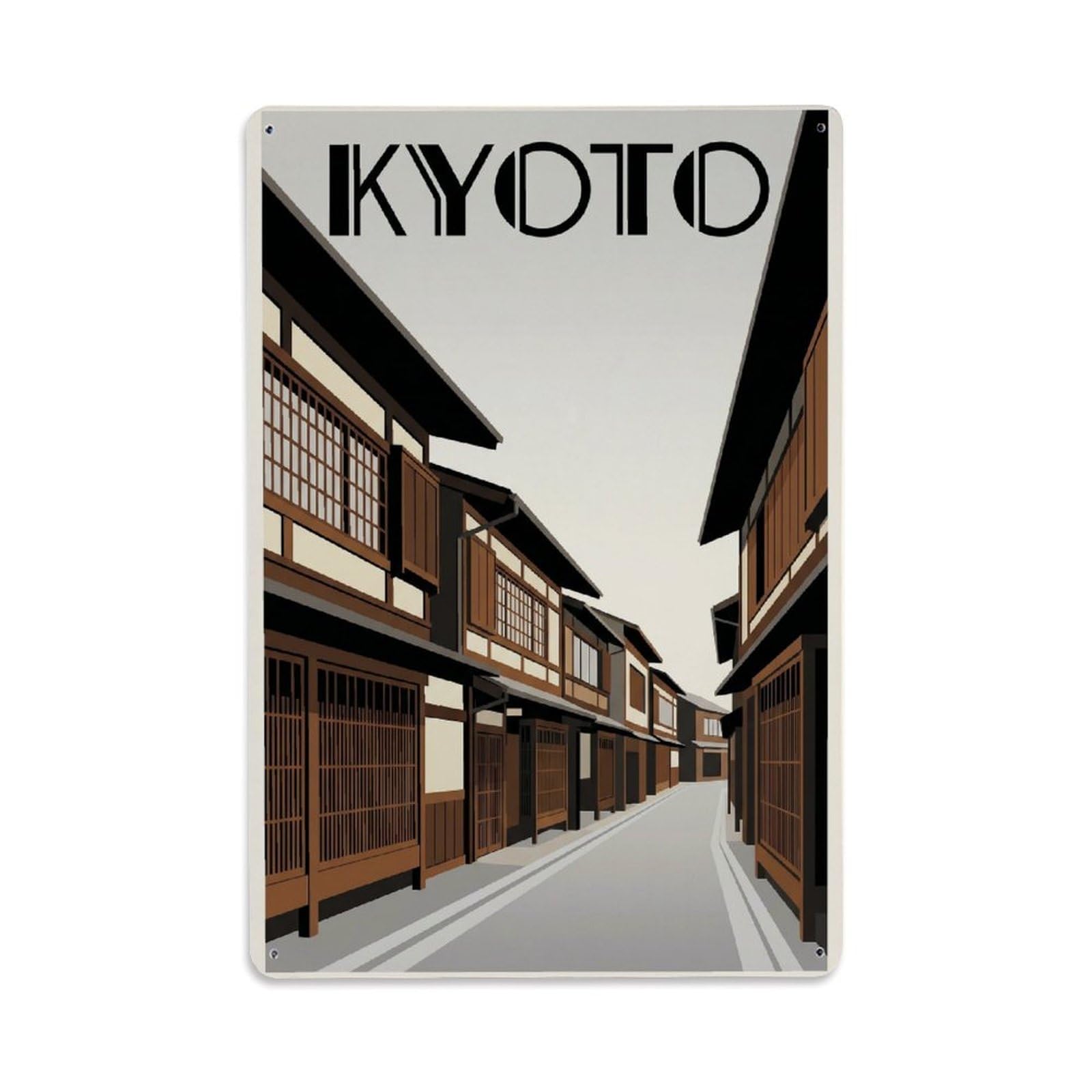 Gead 8X12inch Style Vintage Travel Kyoto Japan Machiya Metal Tin Sign