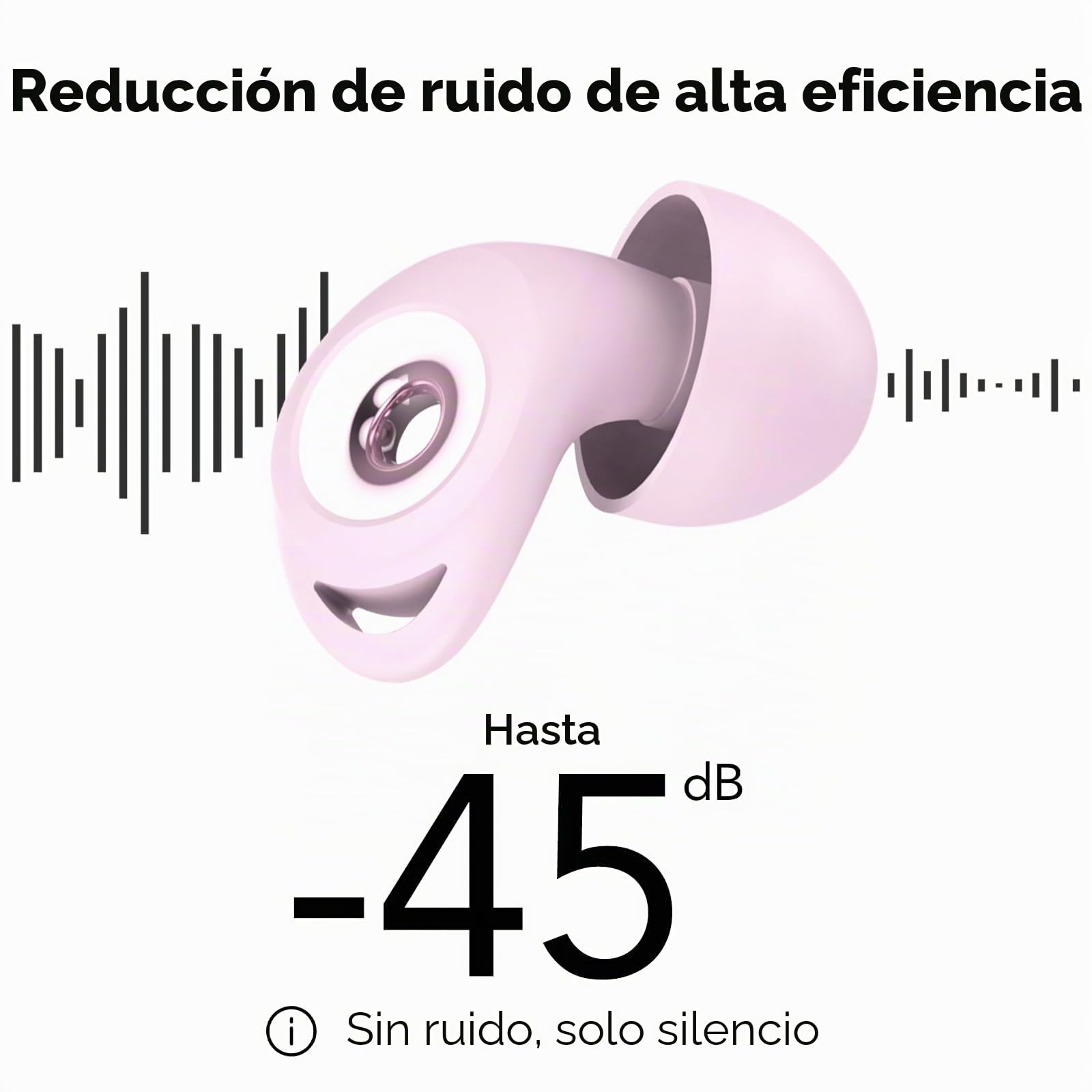 Tapones Oidos Ruido Dormir, Cancelación de Ruido de 45 dB, Tapones Oidos Rreutilizables de Silicona Blanda, 4 Tamaños (XS/S/M/L), Tapones Adecuados para Dormir, Viajar, Concentrarse o Concierto, Rosa