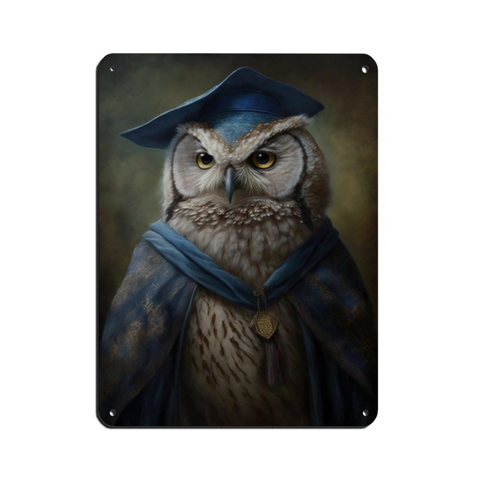 Scholar Owl Vintage Poster, Victorian Owl Wizard Tin Sign Vintage Metal Pub Club Cafe Bar Home Wall Art Decoration Poster Retro 12x16inch(30x40cm)