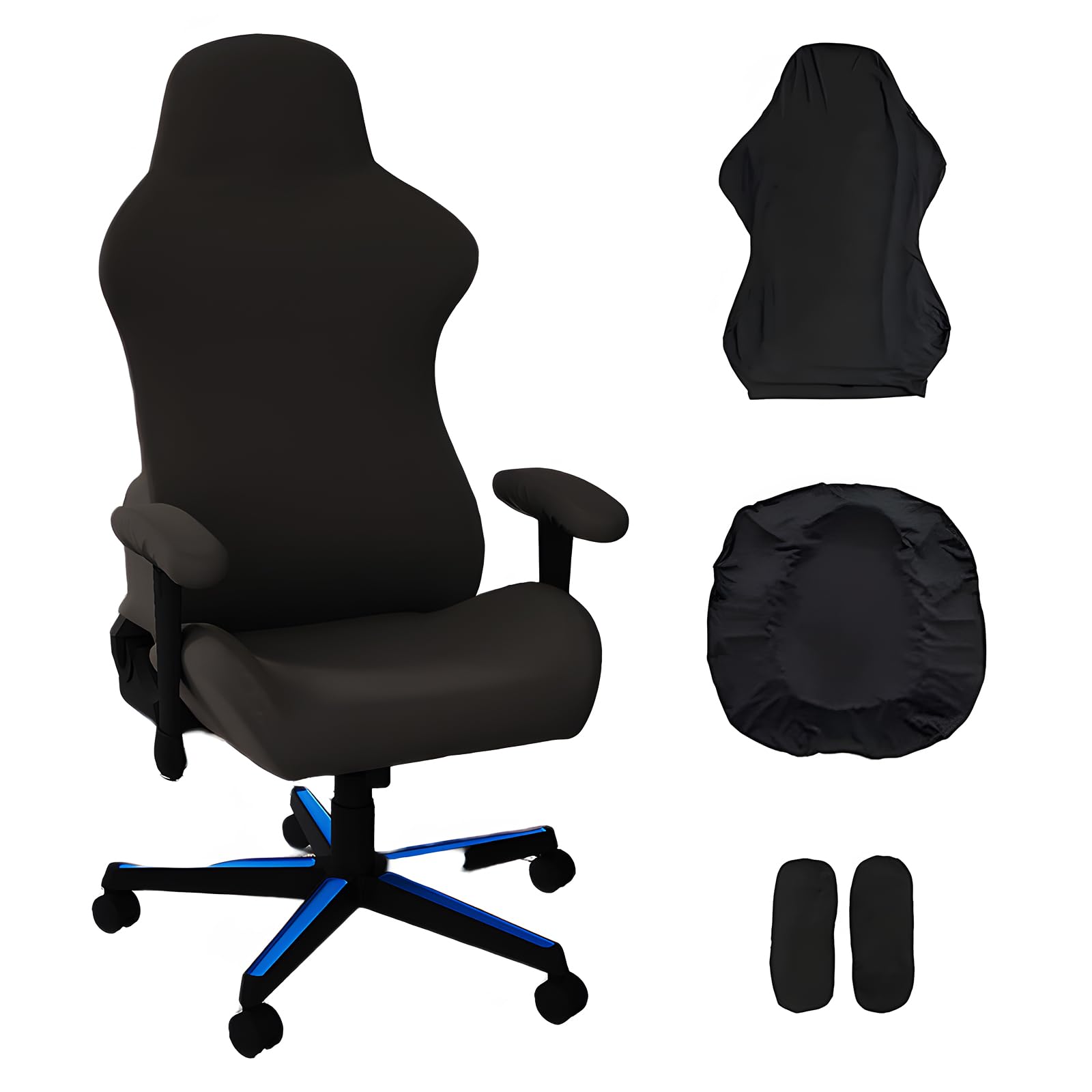 KAIYAYA 4pcs Funda Silla Gaming, Gaming Elastica Funda Oficina Gamer Silla Ordenador Lavable y ExtraíBle Protectora Universal Antideslizante para Oficina, Juegos, de Ordenadoo