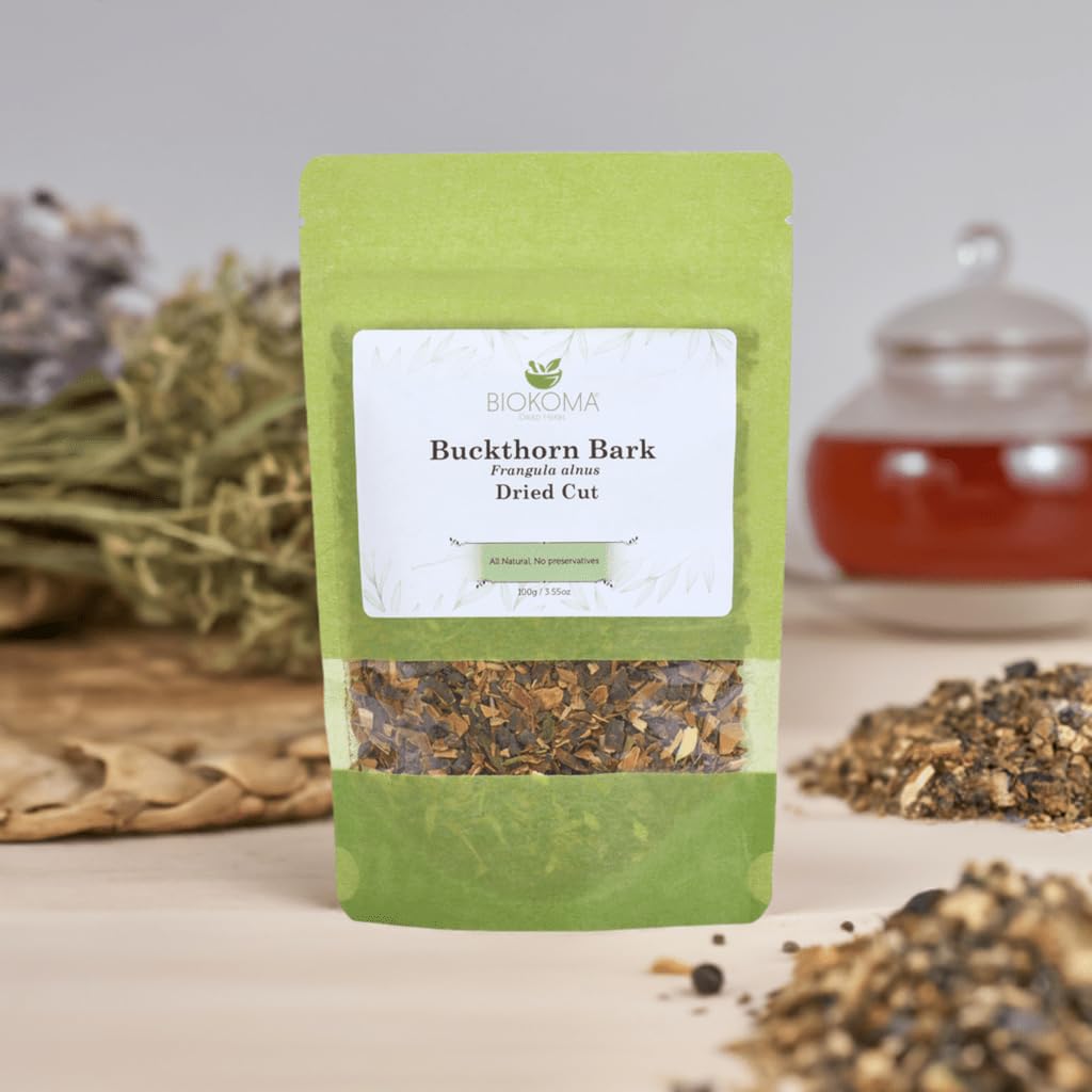 Biokoma Pure and Natural Buckthorn Bark Dried Cut 100g (3.55oz) in Resealable...