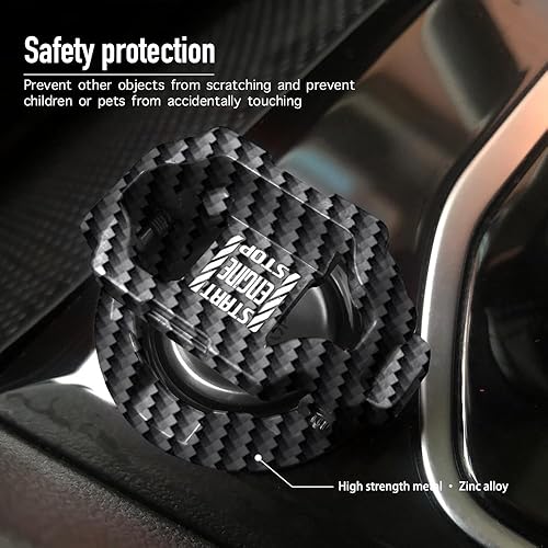 Miniatura 12 de Tybasthe - Cubierta para botón de arranque, protector de metal para el botón de arranque del motor de automóvil, calcomanías adhesivas para llave