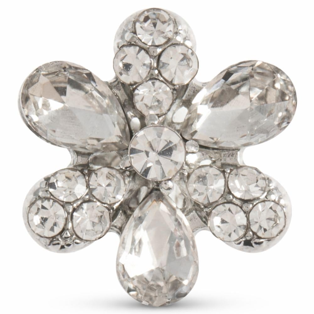 Diamante Flower Silver Shank Buttons - 15mm - Pack of 2