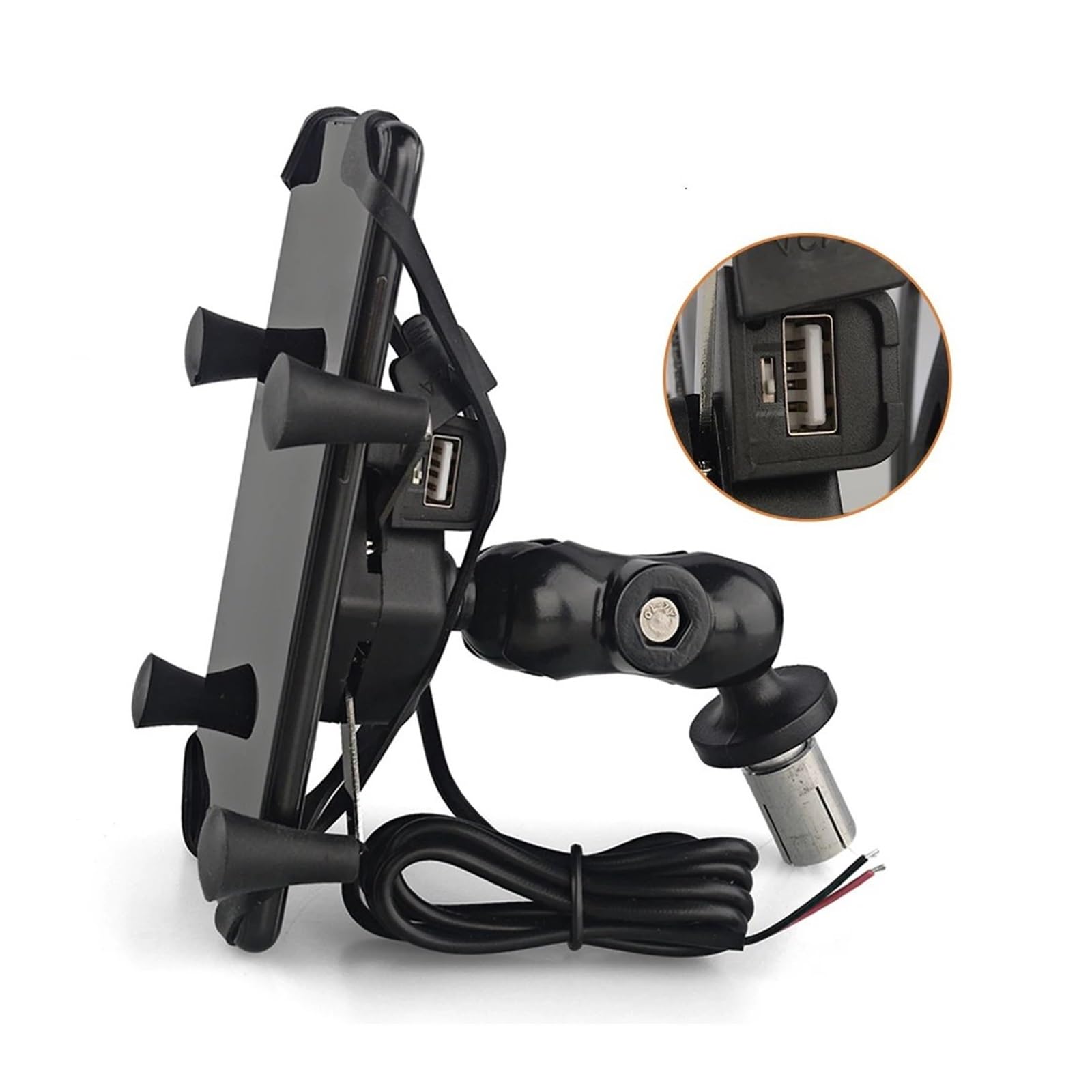 Uchwyt ramy nawigacyjnej uchwyt na telefon widelec wspornik do montażu na trzpieniu motocyklowym nawigacji GPS ładowarka USB do YZF-R1 YZFR1M/S do YZF-R6 YZF-R6S 2002 2018 (z ładowarką USB)