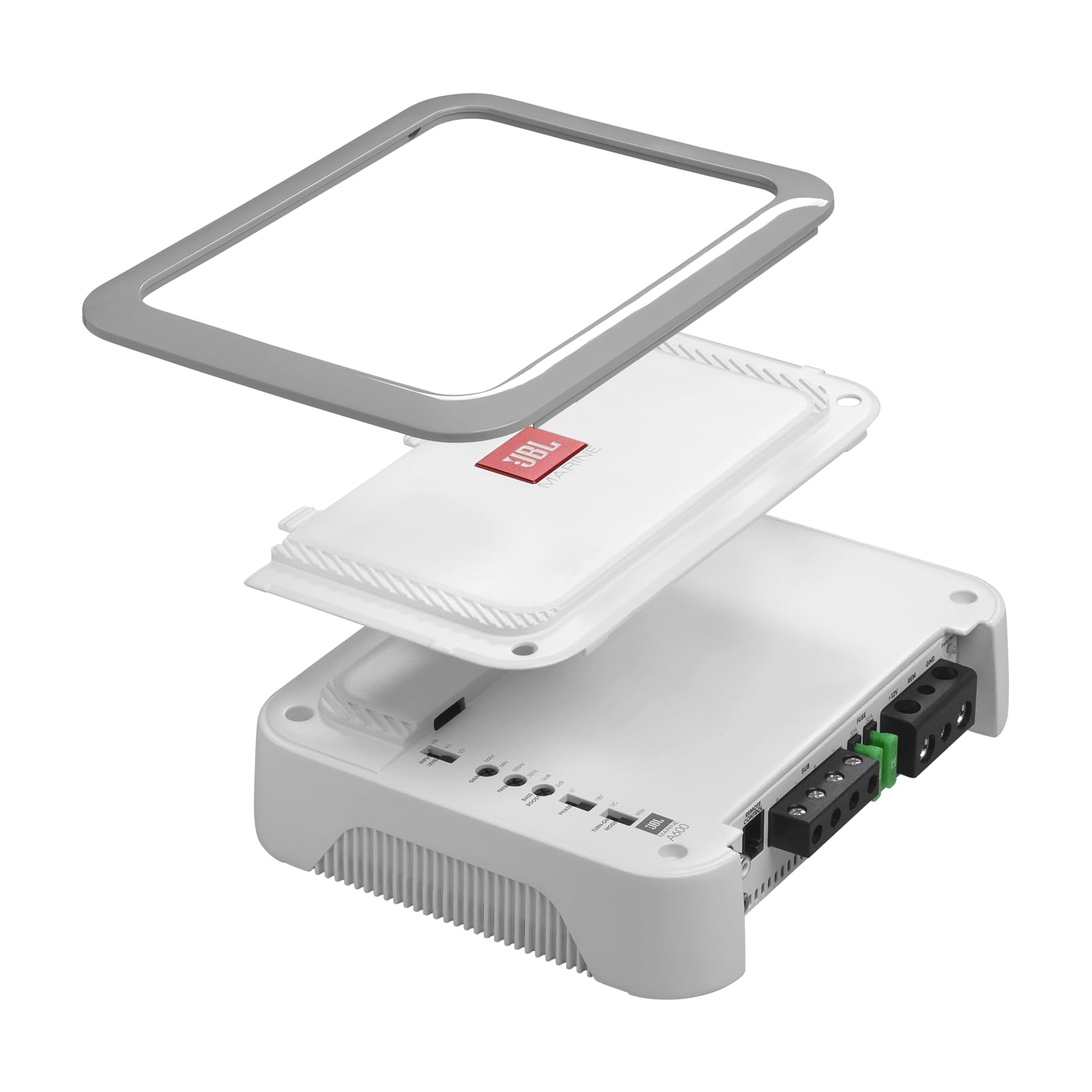 JBL MA600 - High Performance Mono Subwoofer Marine Amplifier, 350 watts RMS x 1 at 4 ohms (600 watts RMS x 1 at 2 ohms), Max Power 1200 watts, Class D amp Technology