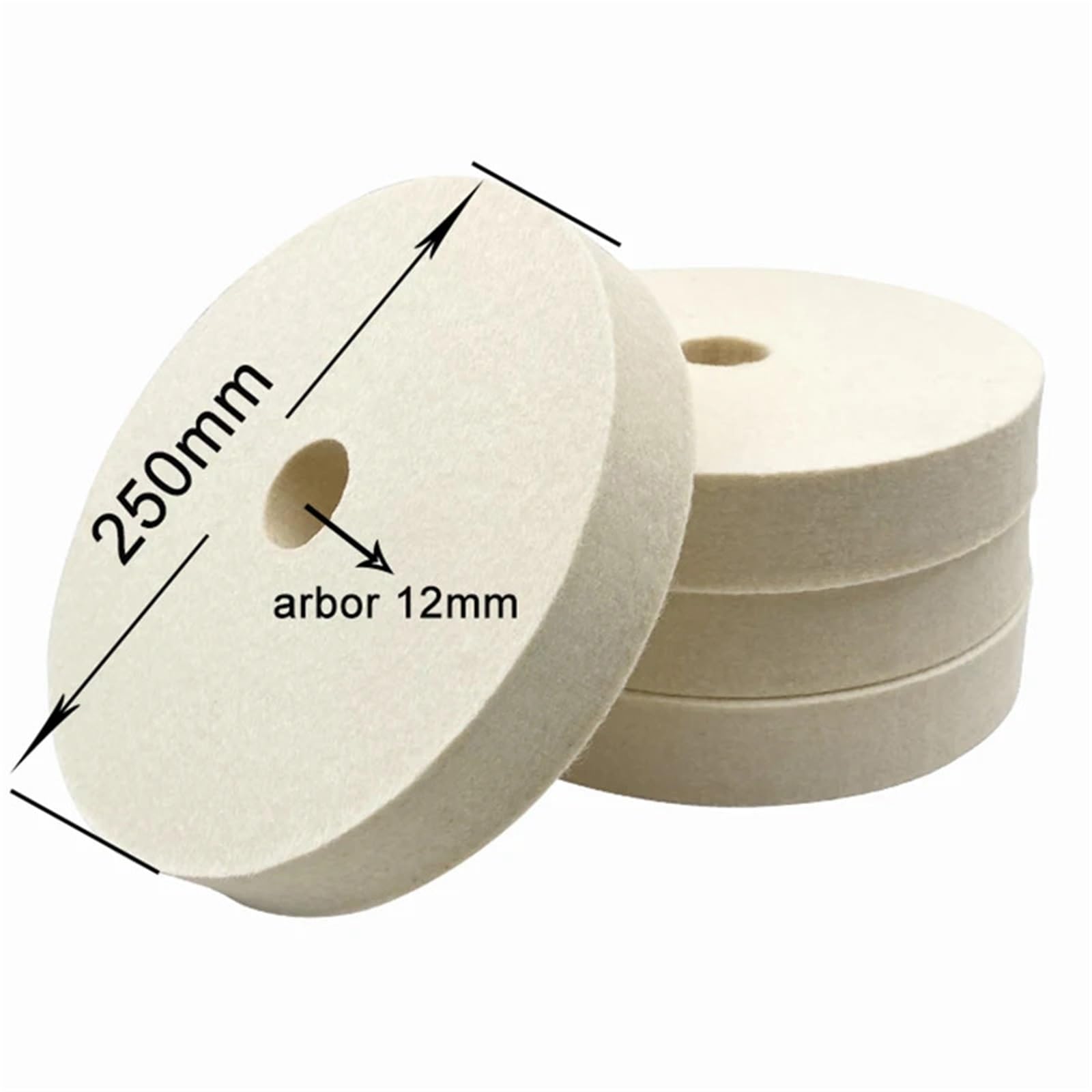 Generic 250mm T8 Polierscheibenwolle 10''Rock Hartfilzrollen für Endbearbeitungssystem, Welle 12mm