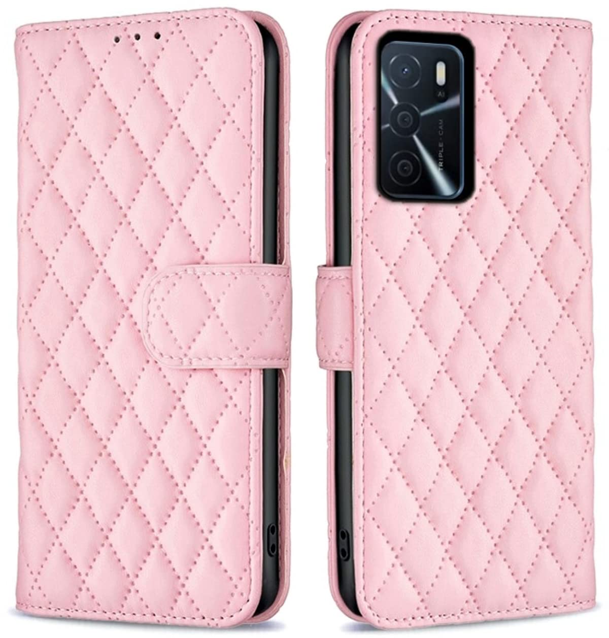 SHINESTAR Ultimate Leather 3D Finish Imprinted Rhombus Pattern Grid Textured Design Flip Back Cover for Oppo A16 Back Cover with Wallet Stand - Pink (B0BLYZ5V6B) Amazon Price History, Amazon Price Tracker