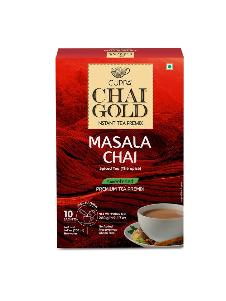 Cuppa Chai Gold Masala Chai | Sweetend Version | Pack of 1 (10 Count)