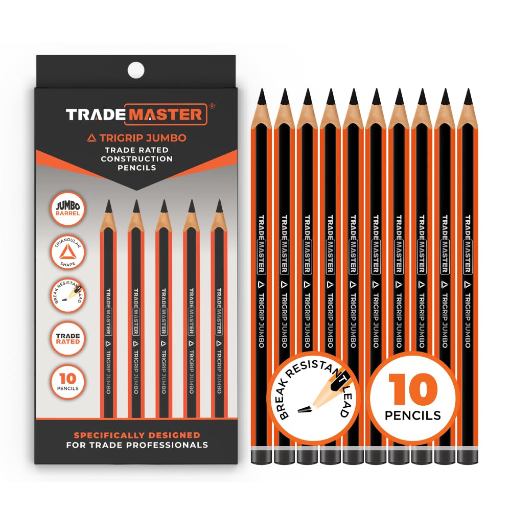 TRADEMASTER Carpenters Pencils Pack of 10, Black