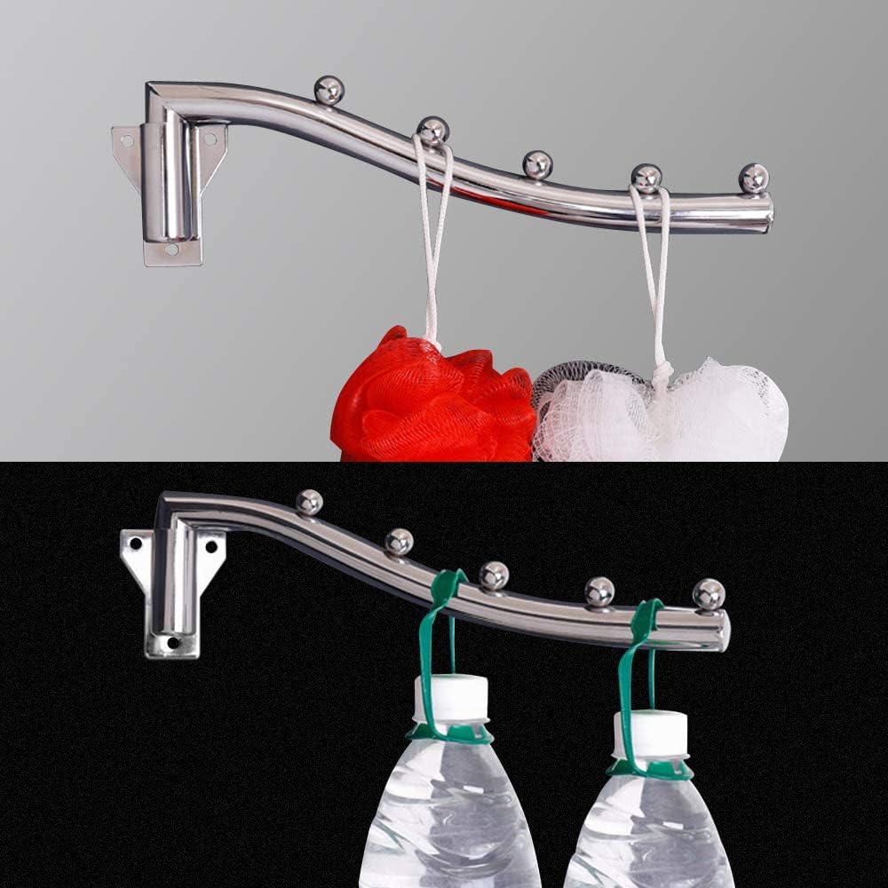 Appendiabiti Da Parete Pieghevole 2 Pezzi - Acciaio Inox, Ganci Extra, Per Bagno, Camera, Lavanderia