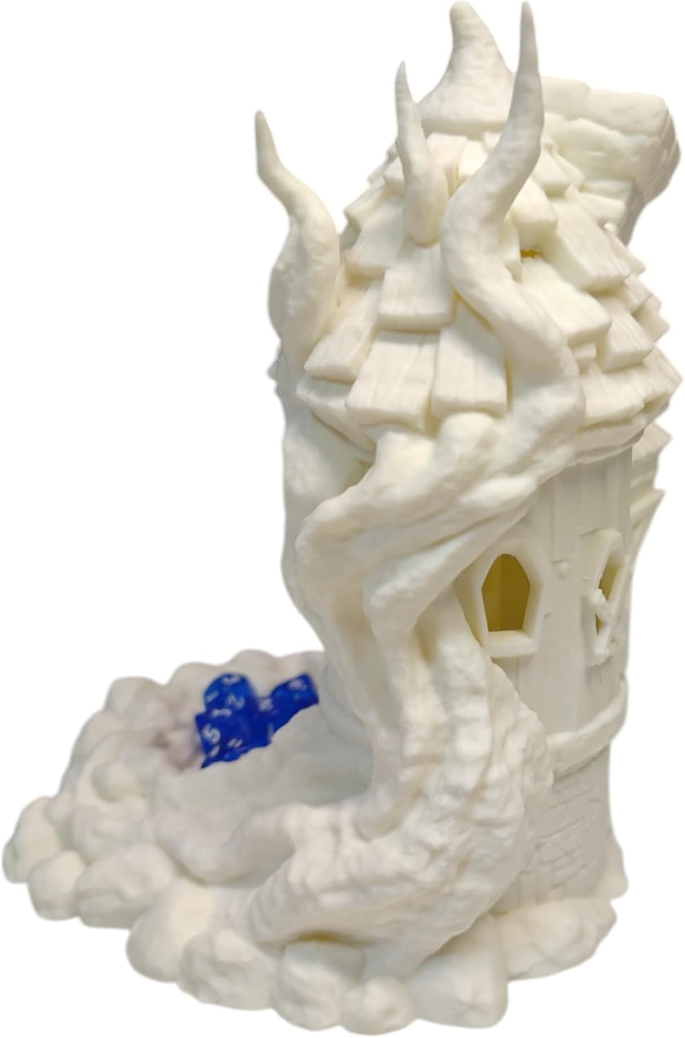 Mini Wizard's Tower Dice Tower (DICE SET INCLUDED) for D&D- a great Dungeons and Dragons, RPG, and Board Game companion - paintable dice roller - tabletop game accessories (matte White)