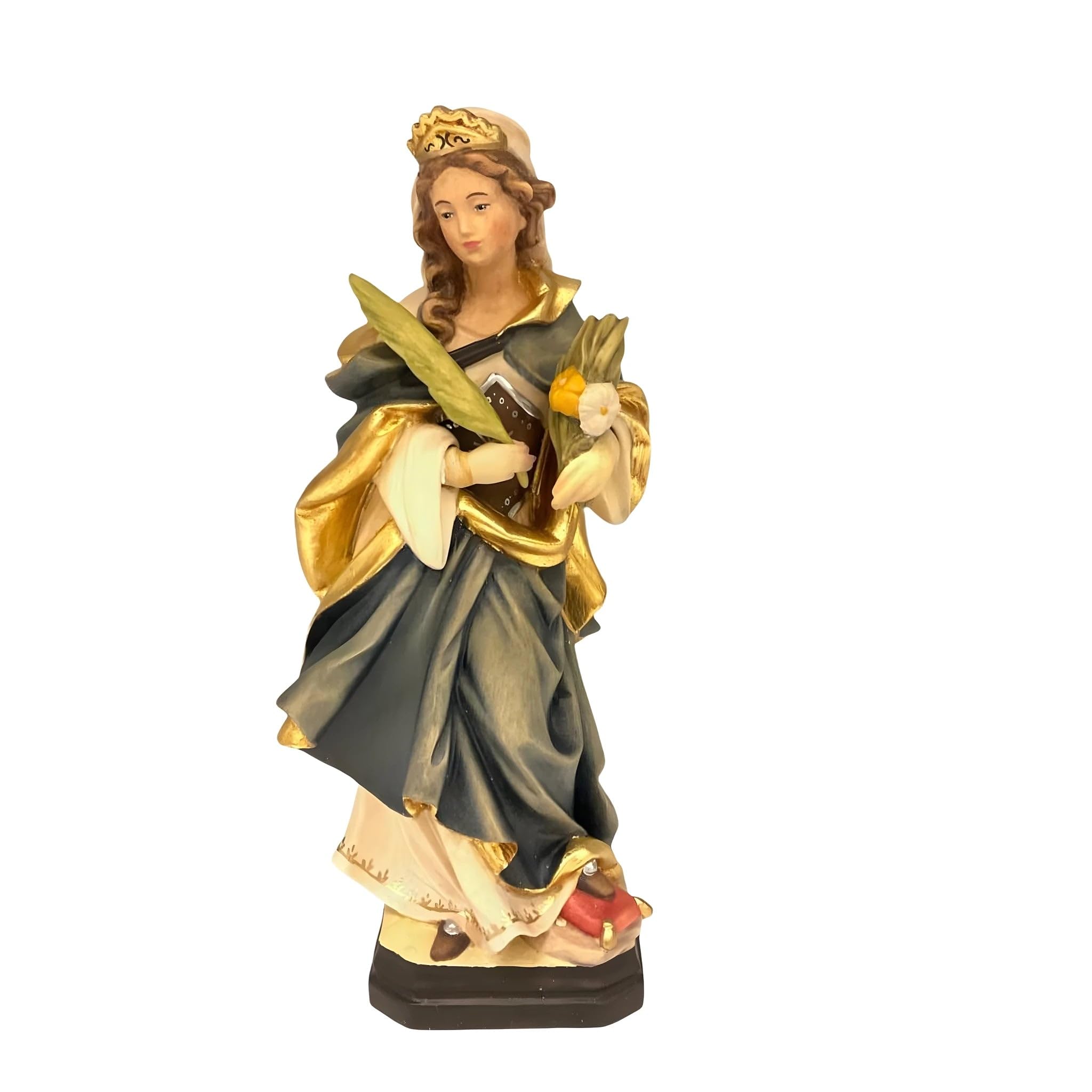 Dolfi | Wooden Statue of Saint Dorothea 20 cm | Hand-Coloured Wood in Val Gardena | Nativity Figure