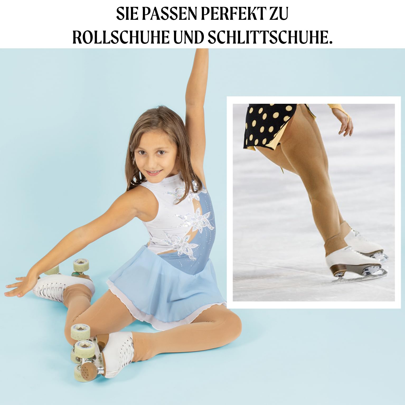 CALZITALY Mädchen-Eiskunstlauf-Strumpfhose, fußlose Strumpfhose, Eislauf-Leggings, blickdichte Leggings, 80 DEN, hergestellt in Italien