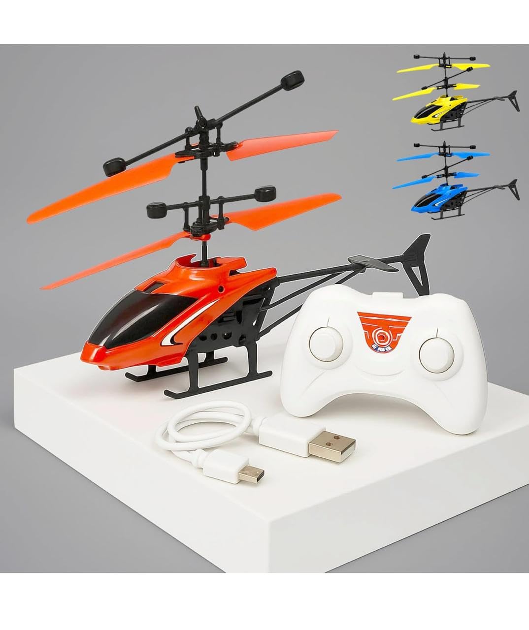 Remote Control Helicopter Toy for Kids with Up and Down Function - Rechargeable RC Chopper with Hand Sensor Auto-Lift - Indoor and Outdoor Flying Toy - Color As Per Stock-picture-52