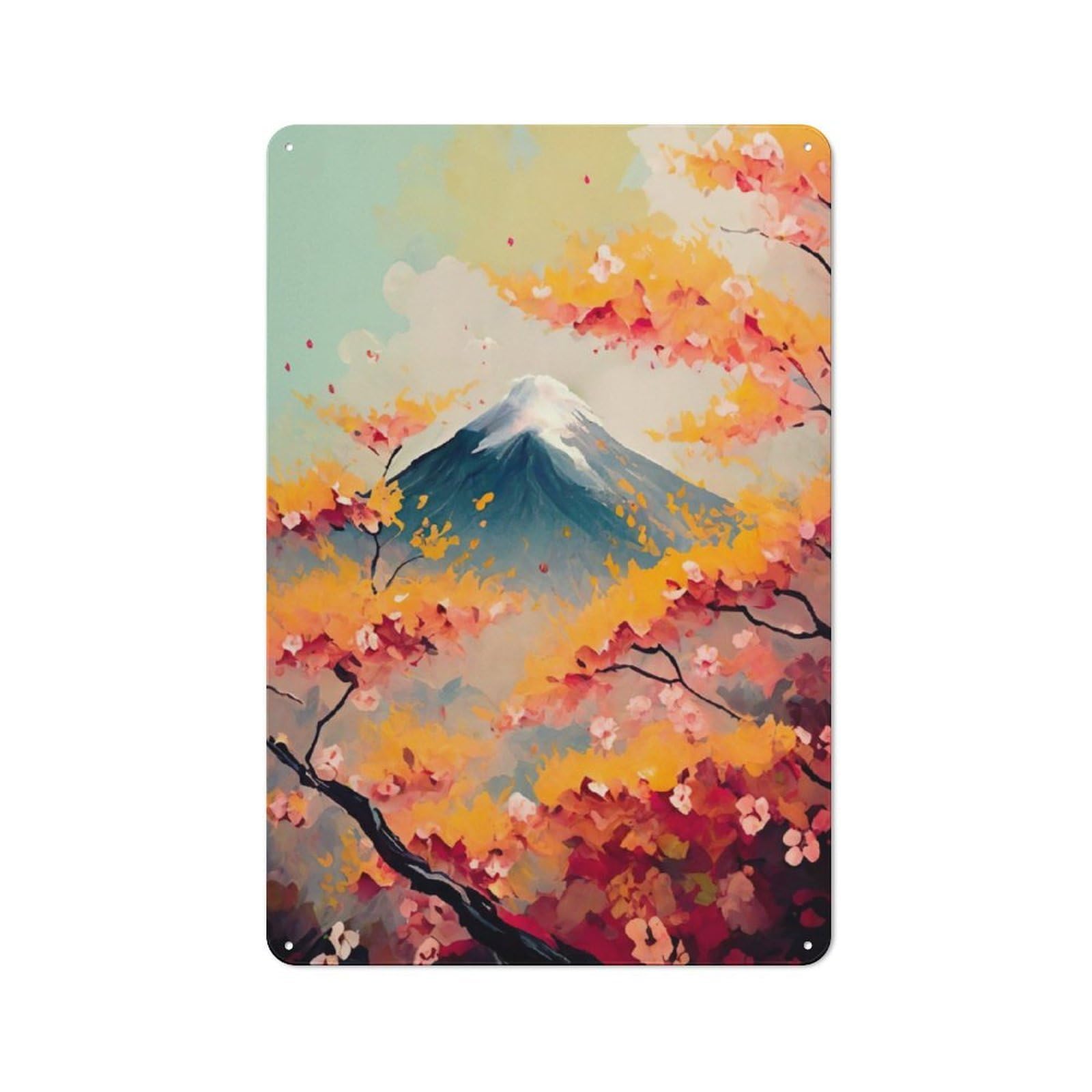 Junmoney Mount Fuji Rustic Metal Plaque 30X20cm For Hobby Room Or Studio, For Vintage Wall Decor Fans, For Garage And Workshop Walls