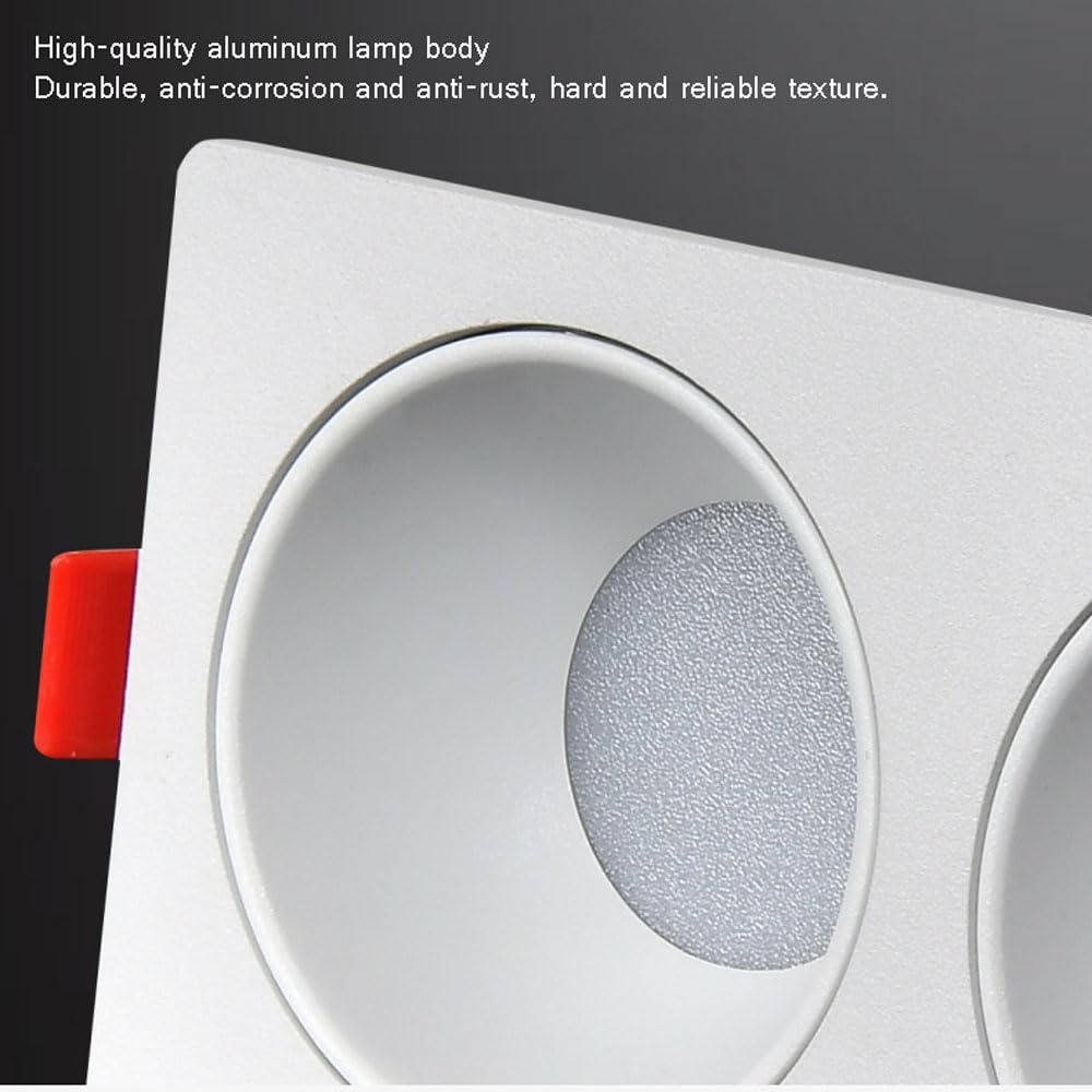 Faretto LED da Incasso, faretto LED da Incasso a Doppia Testa, Struttura Divisa, de da soffitto, faretti da 7 W, Illuminazione per Interni, griglia Quadrata, faretto da incasso/D/4000K