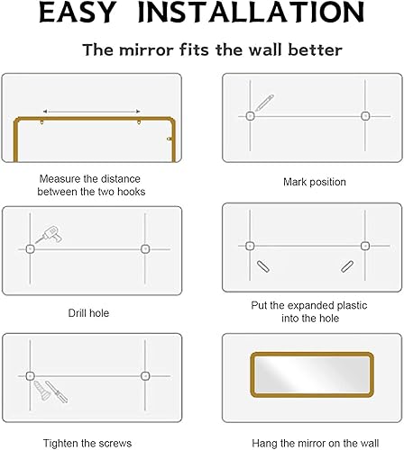 Miniatura 8 de Espejo rectangular dorado de 26 x 38 pulgadas, espejo de pared grande para tocador de baño, espejo grande con esquina redondeada para colgar en