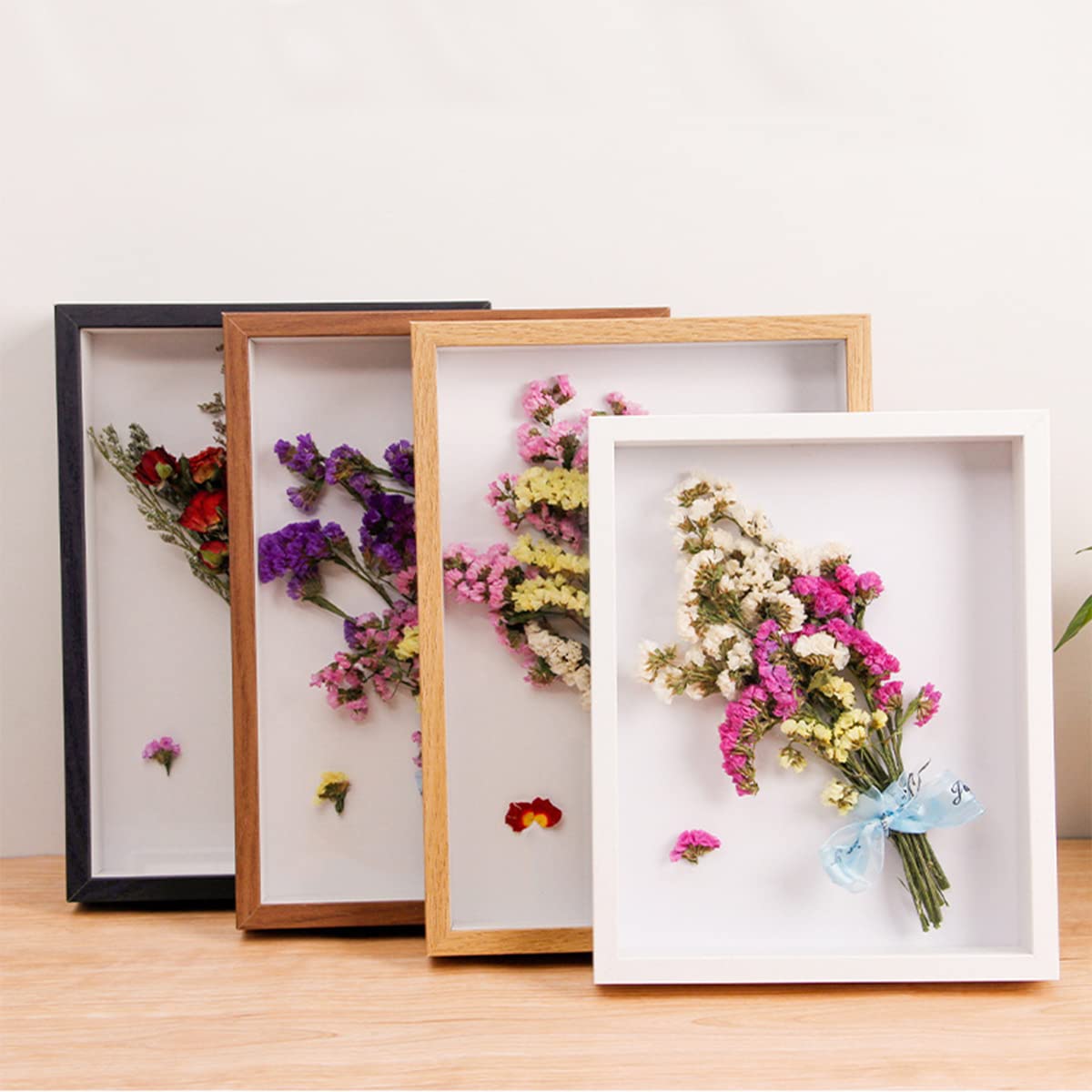 Stojąca Szafka Cieniowa Rzemiosła Drewniana Ramka Na Zdjęcia 15.2x20.3cm, Dekoracyjna Ramka 3D Na Suszone Próbki Kwiatów, Głębokość 3 Cm