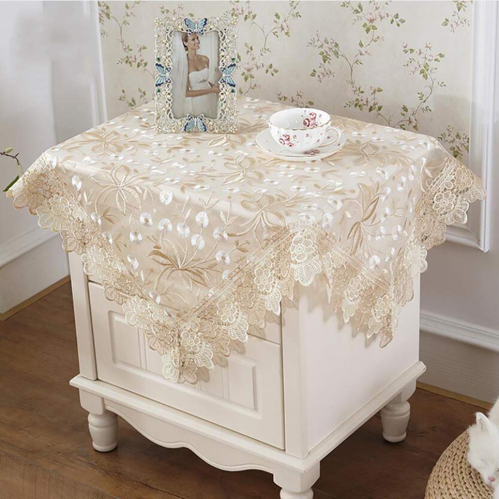 VDLLQYN， Vintage-Spitzentischdecken, Elegante bestickte Tischdecke mit Blumenmuster, Makramee-Tischdecke, rechteckige runde Nachttischabdeckung ，Tischtücher(A,85x85cm(33x33inch))