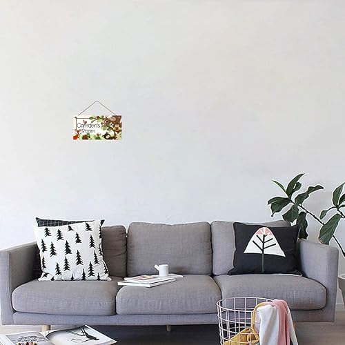 Miniatura 5 de Letreros personalizados de árbol verde, lindo letrero de animales de dibujos animados, decoración de pared para habitación de niños, sala de juegos,