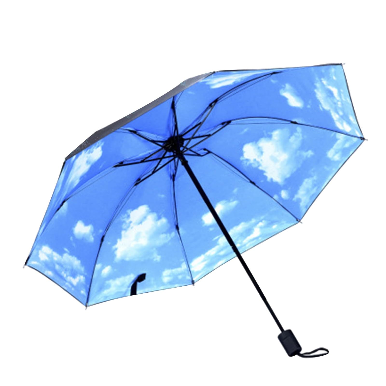 CAOQAO En Toutcas Umbrella Fully Automatic Folding Umbrella Wooden Handle (Sky Blue, A)