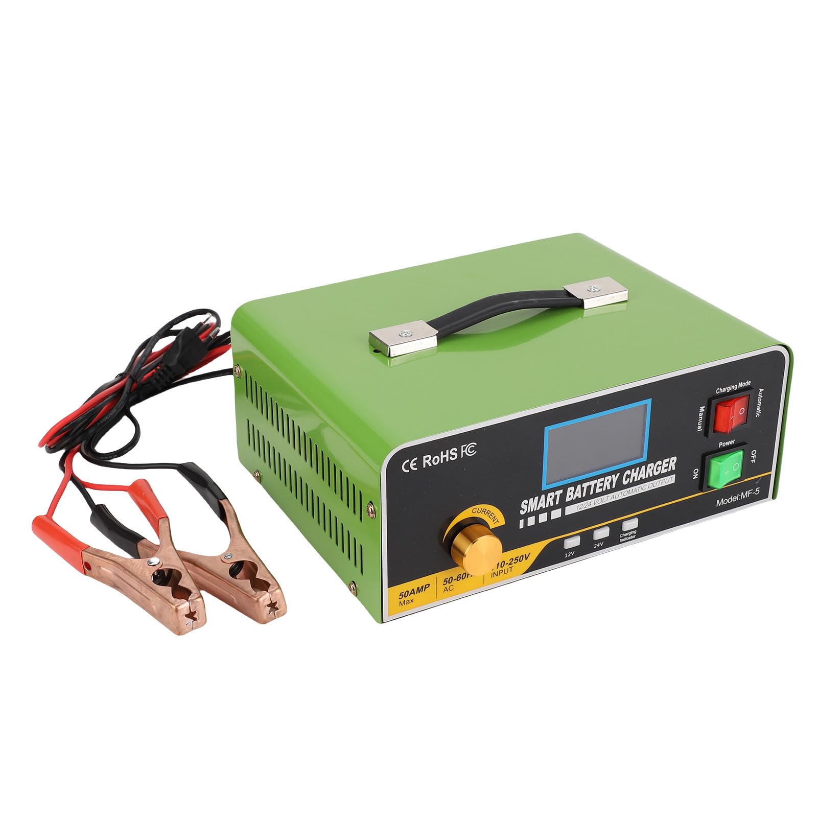SEAFRONT Cargador de Batería Inteligente 12V/24V Cargador de Batería Multifuncional Inteligente de Acero Inoxidable (Enchufe de la UE)
