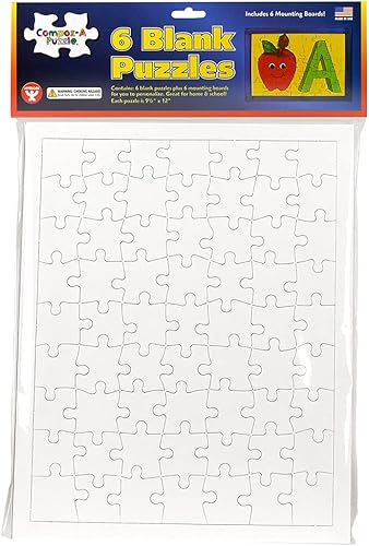 Miniatura 5 de Hygloss Productos - Rompecabezas rectangular en blanco para decoración, actividades de rompecabezas para niños, recuerdos de fiesta y más - Blanco,