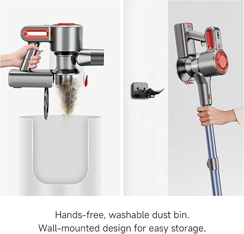 Miniatura 7 de Aspiradora inalámbrica, aspiradora ligera de 30 Kpa con 45 minutos de tiempo de funcionamiento, batería recargable, cepillo LED antienredos,