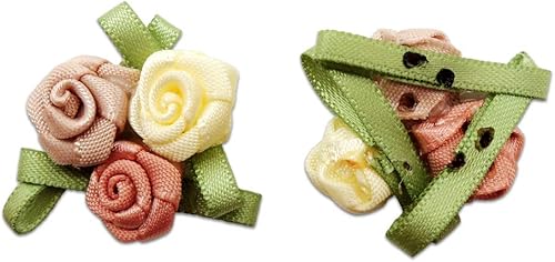 Miniatura 10 de Meseey Mini cinta de satén de rosas de tela para manualidades, lazos pequeños, rosetas, apliques de costura para boda, novia, decoración de