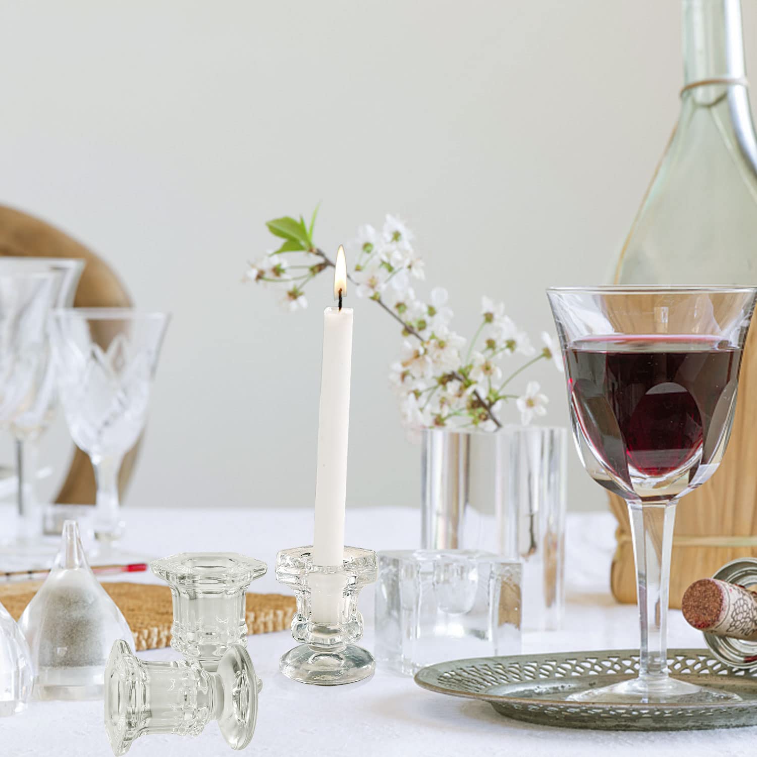 6 Stück Glas Kerzenhalter Für Stabkerzen - Klare Kerzenständer Für Tischdeko Hochzeit