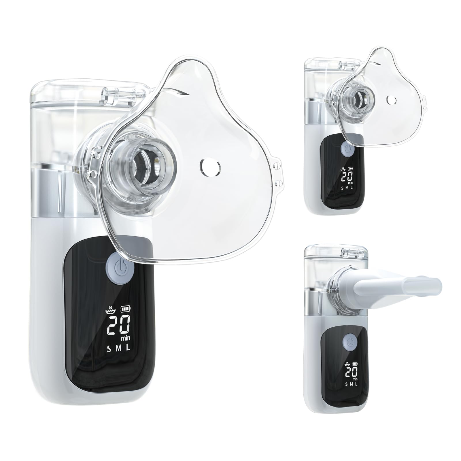 Nebulizador Portatil con tres modos de nebulización y pantalla led, Nebulizador Bebe Silencioso Recargable, Inhalador Nasal Adultos y Uso Pediátrico Compacto para Casa, Viaje y Uso Diario
