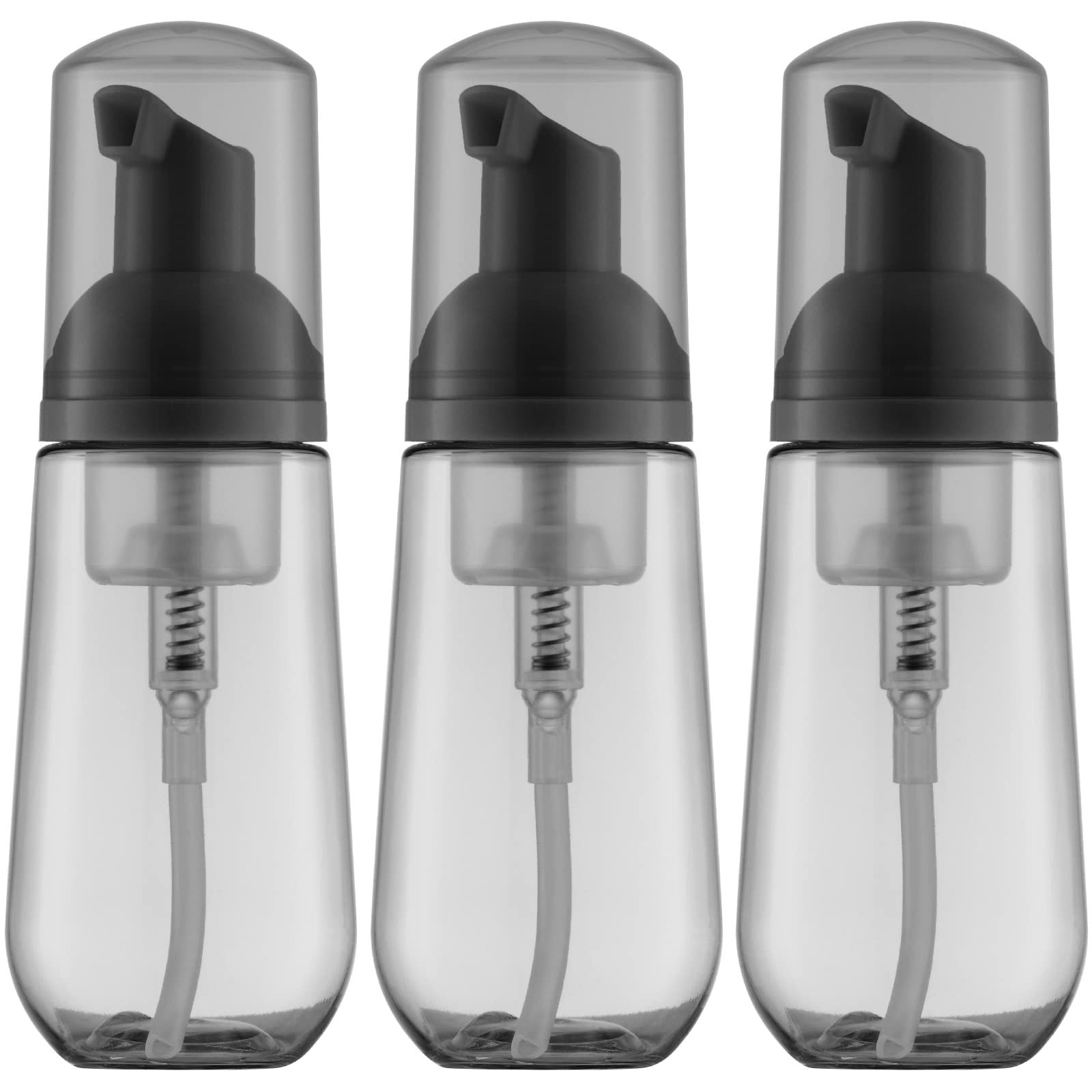 Tekson Soap Foam Bottle, Empty Travel Foaming Lash Shampoo for Cleanser, Dispenser (60ml, 2 fl oz, Black)