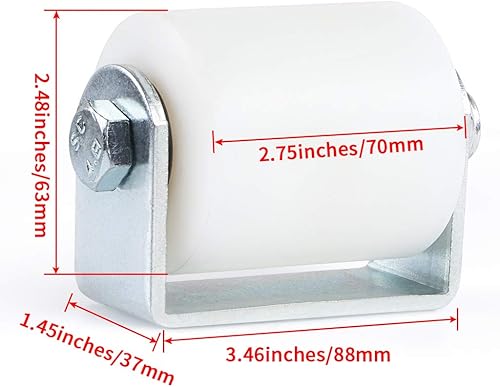 Miniatura 10 de Skelang Rodillo guía de puerta deslizante de 6 pulgadas con soporte soldado para poste, guía de puertas corredizas de nailon duro UHMW, conjunto de