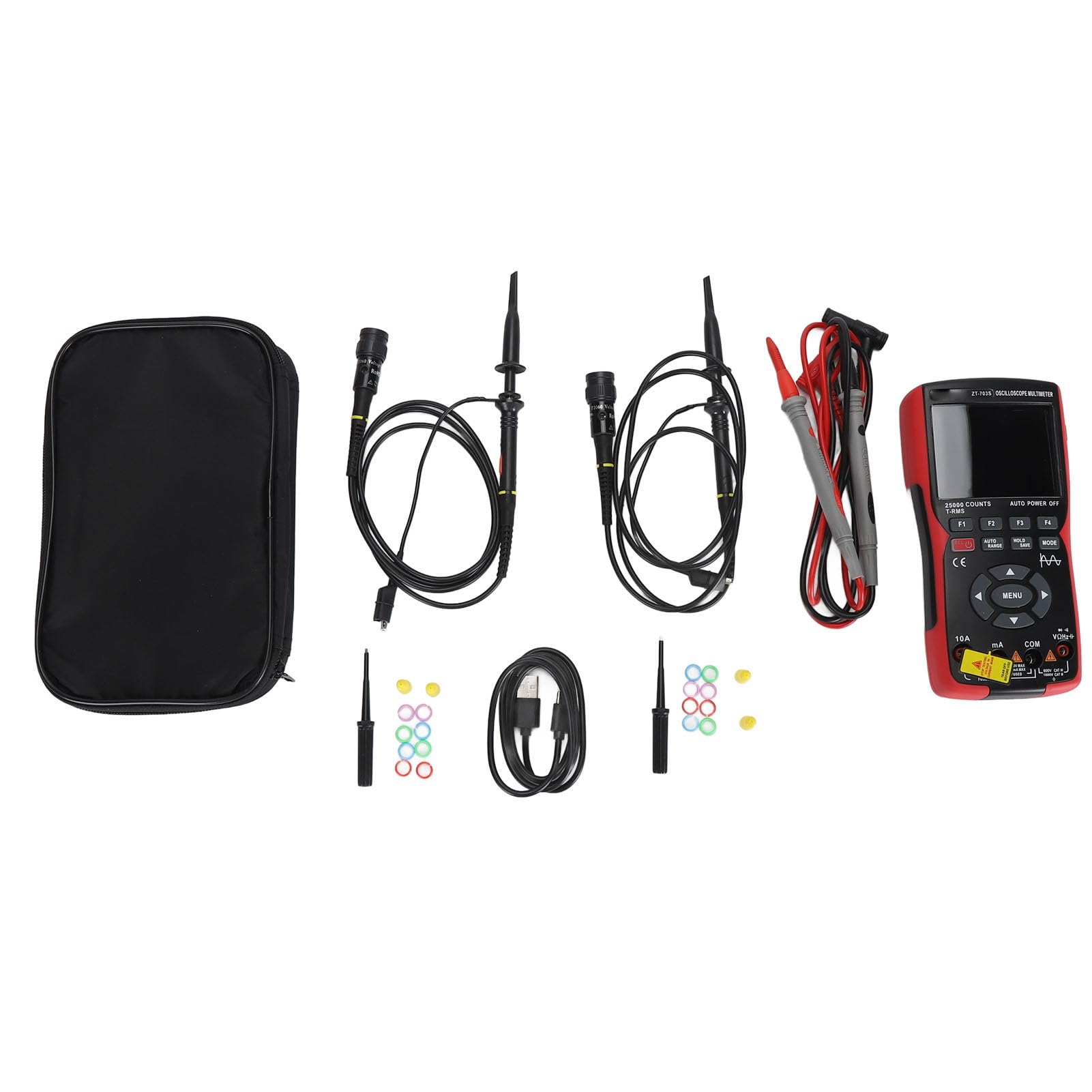 KIMISS 3,5-Zoll-Zweikanal-Handoszilloskop-Multimeter mit 25.000 Zählwerten, Signalgenerator, Genauen Messungen, Echtzeit-Abtastung, USB-Datenspeicherung