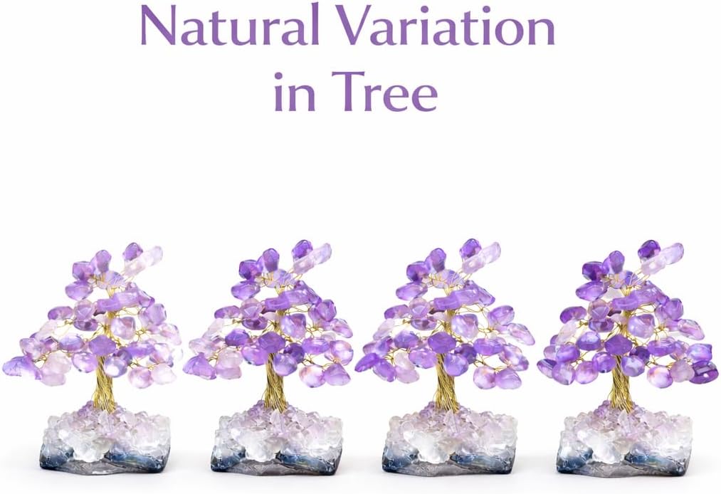 Amethyst Crystal Tree – Natural Gemstone Feng Shui Money Tree, Healing Crystal Tree Decor for Home, Office, Meditation & Spiritual Gift (13 cm)