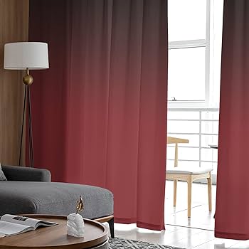 Amazon.com: Sheer Curtains 96 Inch Long Black Red Gradient