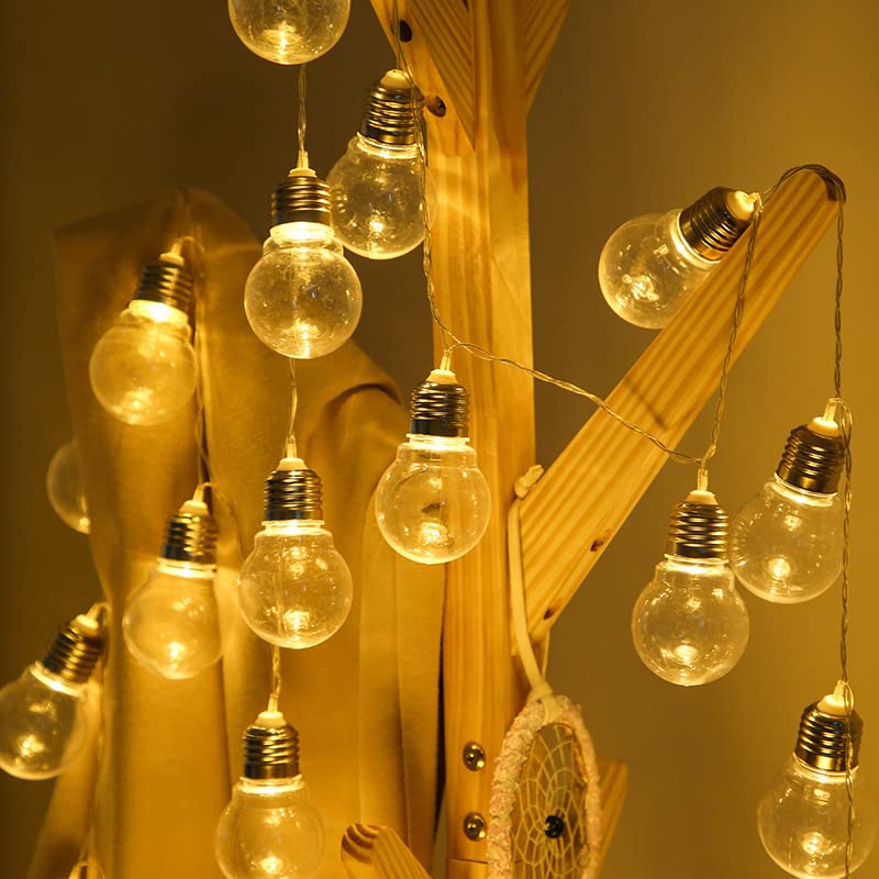 Luci a LED a sfera trasparenti a LED, lampadine Edison a batteria per feste di matrimonio in giardino, decorazioni natalizie (6M40LED)