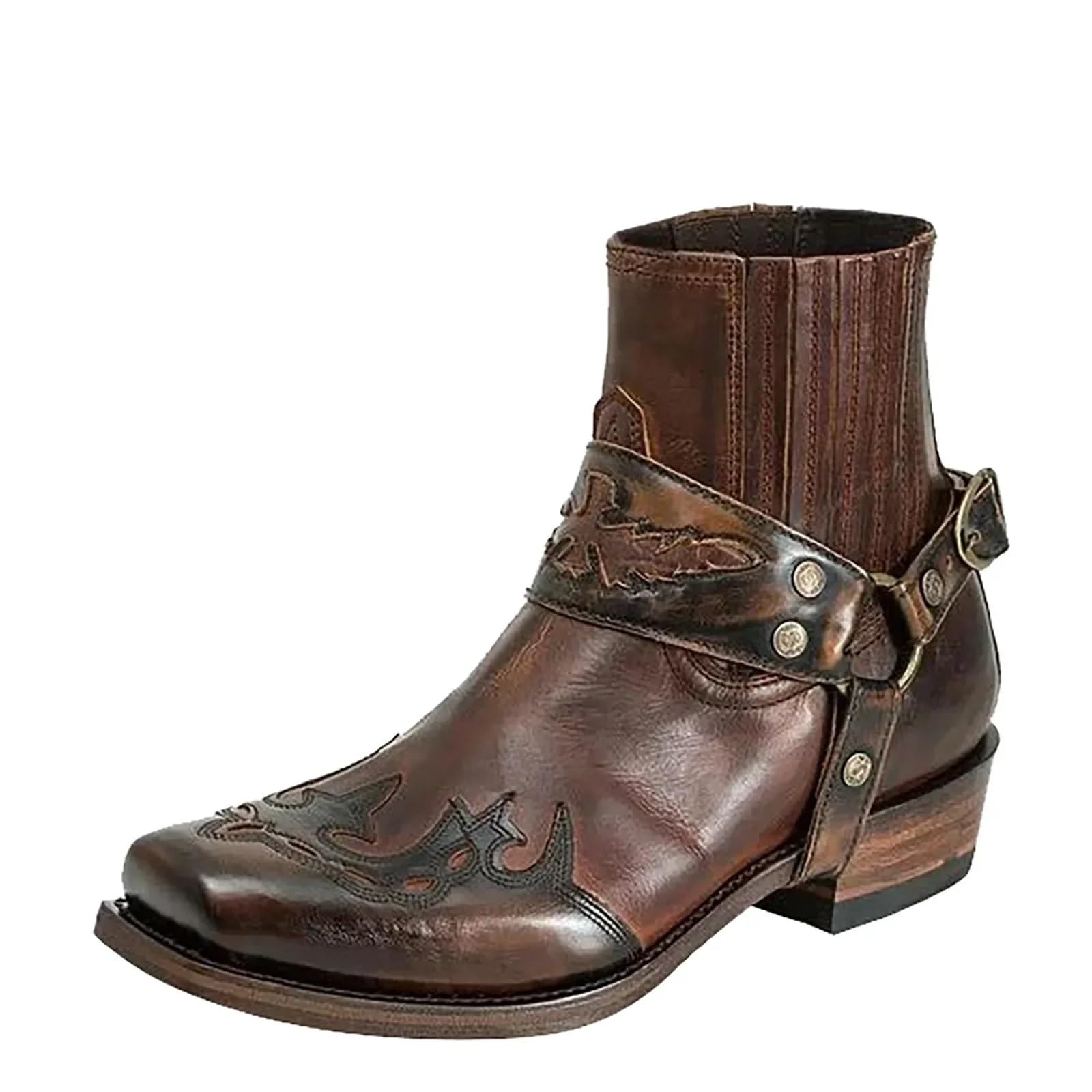 Botas Cowboy Botas de Vaquero del Western for Hombre y Mujer, Zapatos Puntiagudos con diseño Bordado Talla Grande 38-48, Botines for, Botas Cuero Unisex
