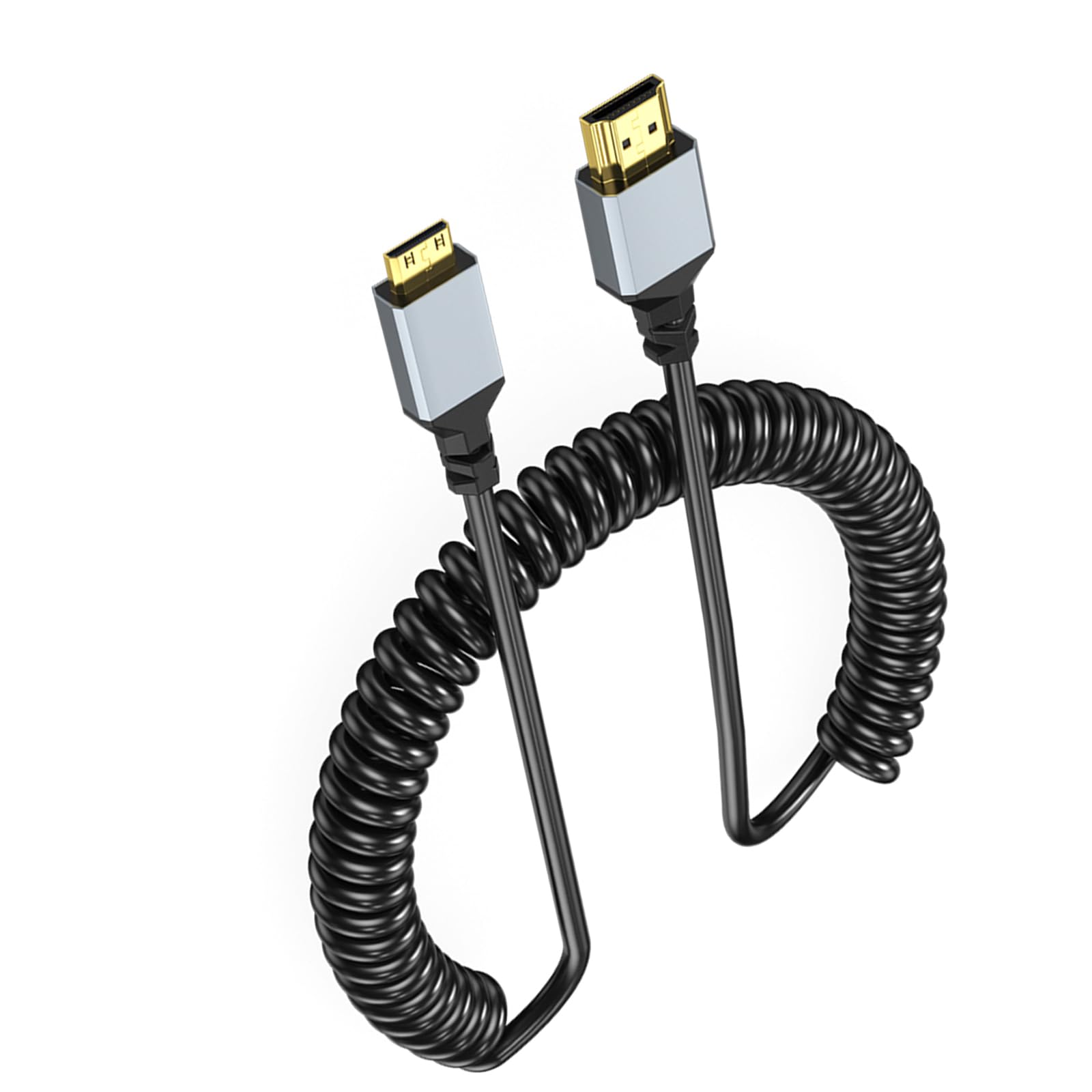 ZIRANU Coiled Video Extension Cable Bidirectional Display with 90 Degree Angled Option 4K60Hz 50-200CM for Tablets Laptops