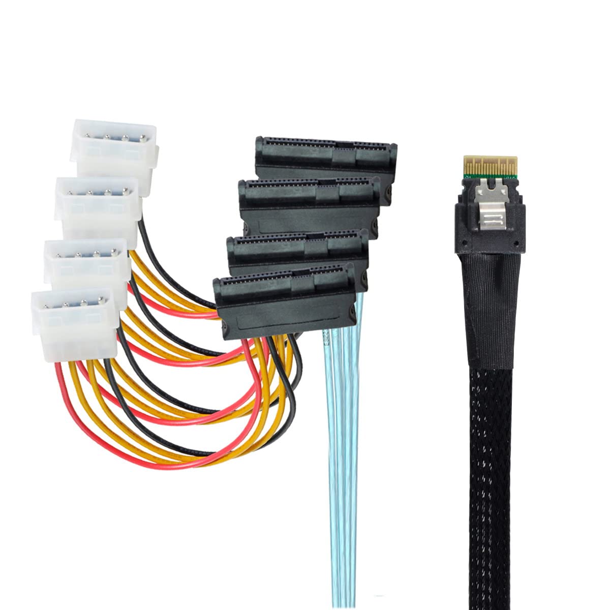 CY Slimline Cable SAS 4.0 SFF-8654 4i 38pin Host a 4 SAS 29pin SFF-8482 Target Hard Disk Fanout Raid Cable