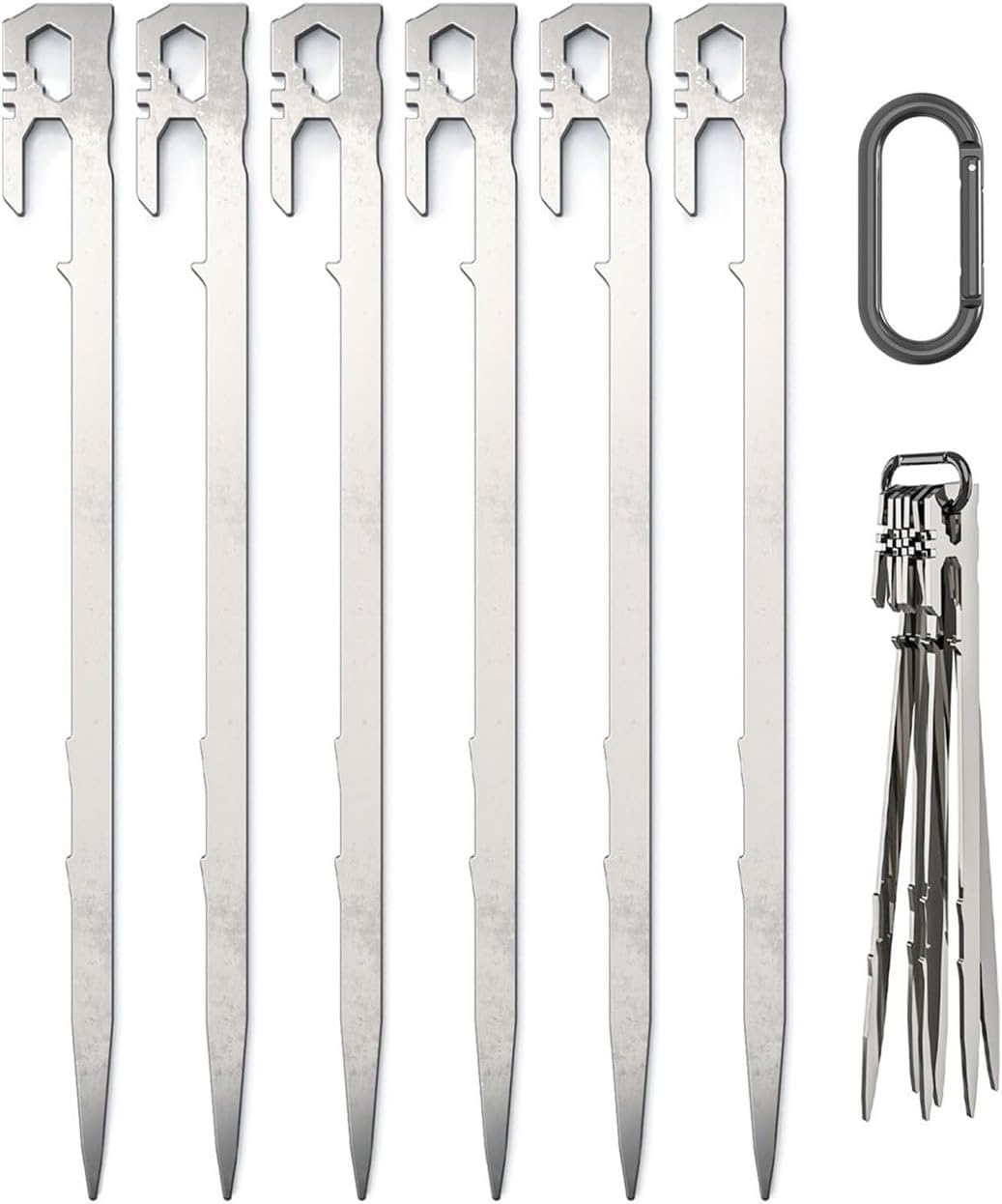 Clou de Tente en Aluminium, Piquets de Tente de Camping en Acier Inoxydable, 6 pièces, 28 cm, for hamac, Trampoline