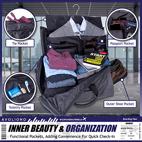 AVOLIONO Travel Bag Garment Bag Expandable Weekender Bag Wheeled Duffle Bag Convertible Hanging Suit Case Suit Bag for Men and Women