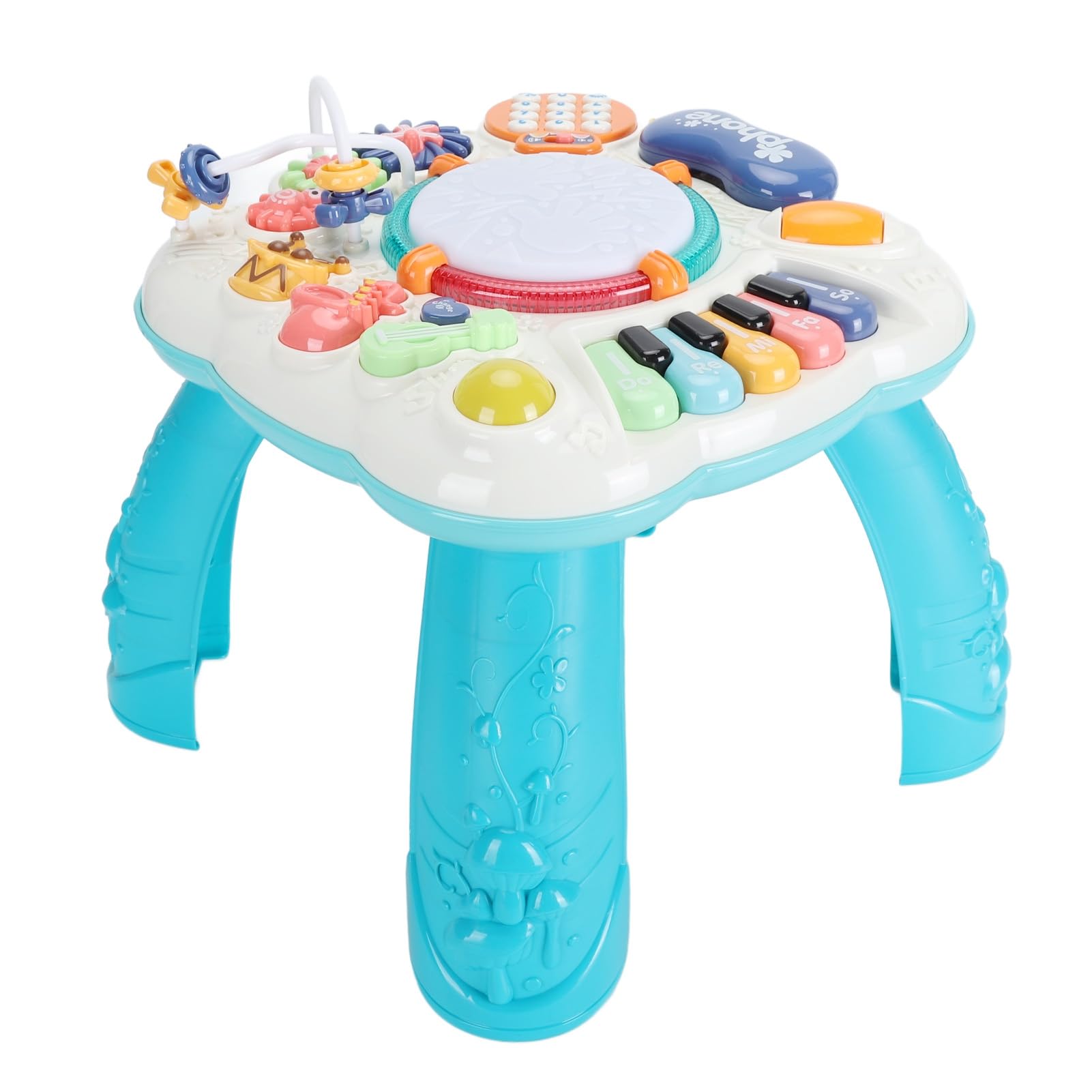 Fdit Centro de Actividades Multifuncional para Bebés Mesa Musical Juguete de Aprendizaje Temprano con Teclado de Piano Engranajes Giratorios Dial Telefónico para el Desarrollo