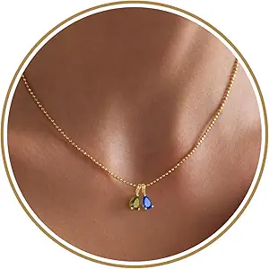 Birthstone Necklace for Women Dainty Gold Necklace with 2 Birthstone Christmas Stocking Stuffers Teen Girl Gifts Trendy Stuff Birthday Gift Moms 2025 Graduation Gift Adjustable Anniversary Jewelry for Daughter Girlfriend Friend