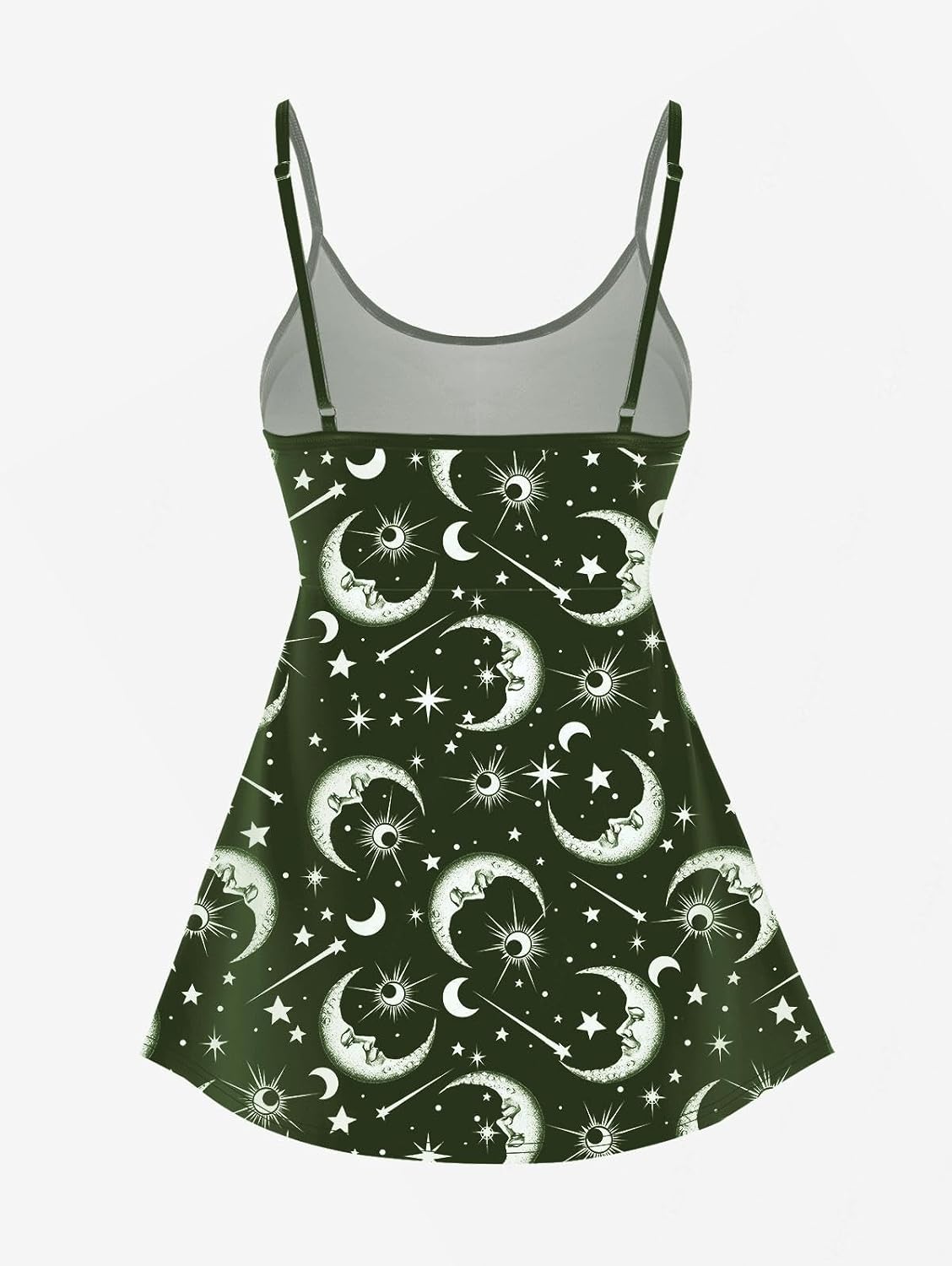 ROSE GAL Plus Size Women Gothic Tummy Control Modest Tankini Swimsuit Sun Moon Padded Two Piece Bathing Suit
