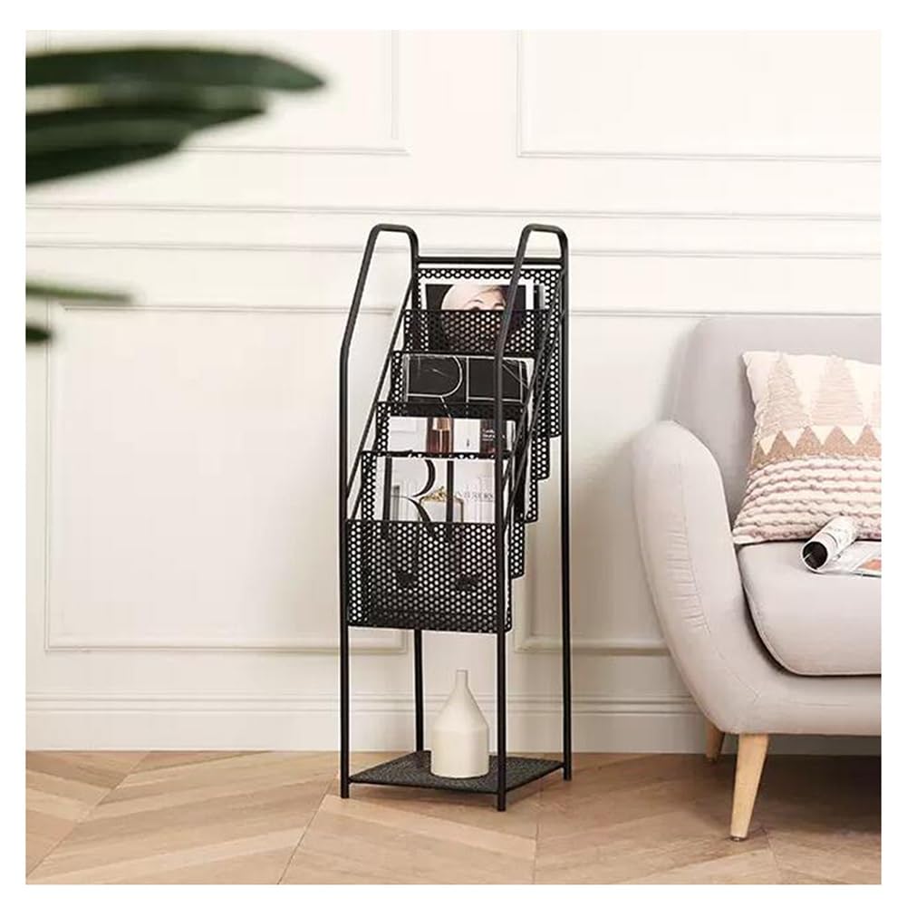 Espositore da pavimento nero per CD, DVD, riviste e bambini Boo Iron Design per giornali e promozioni Dimensioni: 30,5 x 30,5 x 96,5 cm robusto e slish.